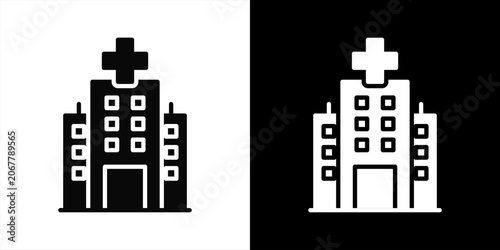Hospital Icon Set Black And White