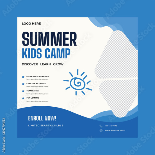 Creative Summer Camp for Kids Social Media Banner with Bright Playful Design