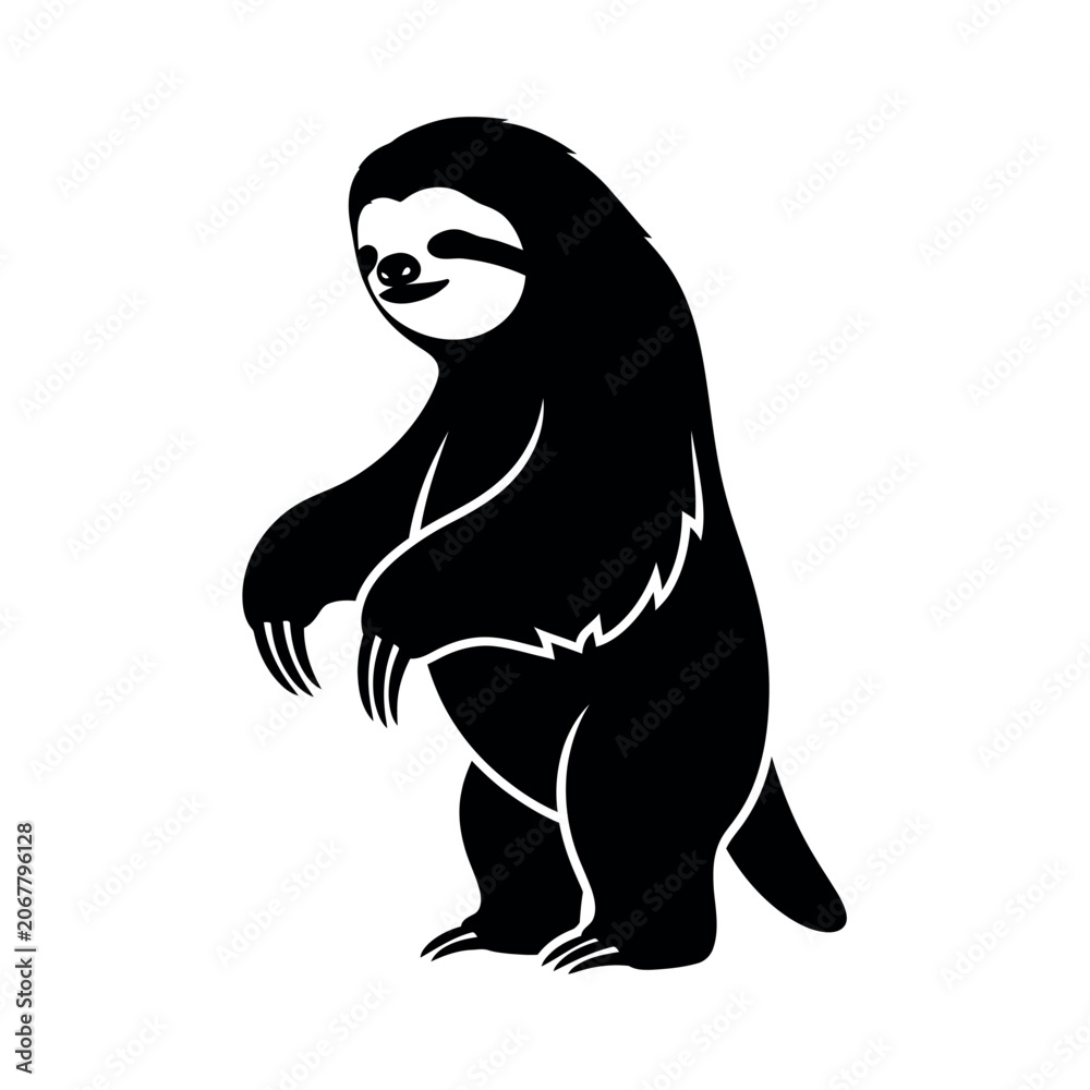 Obraz premium Black Sloth Standing on Two Legs.