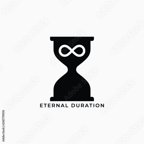 Photos Black silhouette of an hourglass containing an infinity symbol on a white backgr