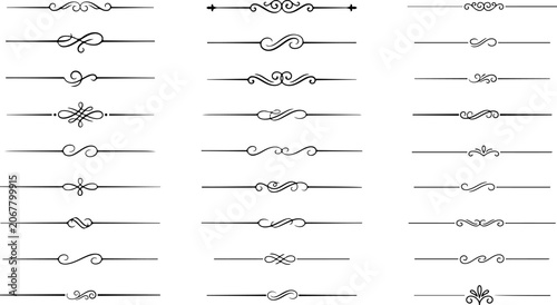 Minimalist black line dividers and elegant geometric text separators set