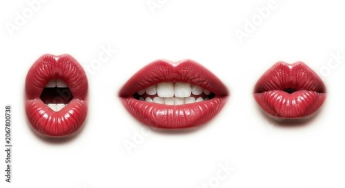 Four Realistic Human Lips Arranged Horizontally On 85 Gigapixel Standa
