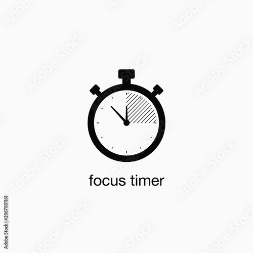 Fotografija Stopwatch icon with black fill and diagonal hatching representing time and focus