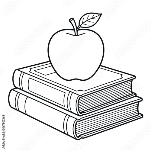 A simple black and white line art illustration of stack of books