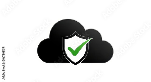 Cloud security shield with green check mark icon