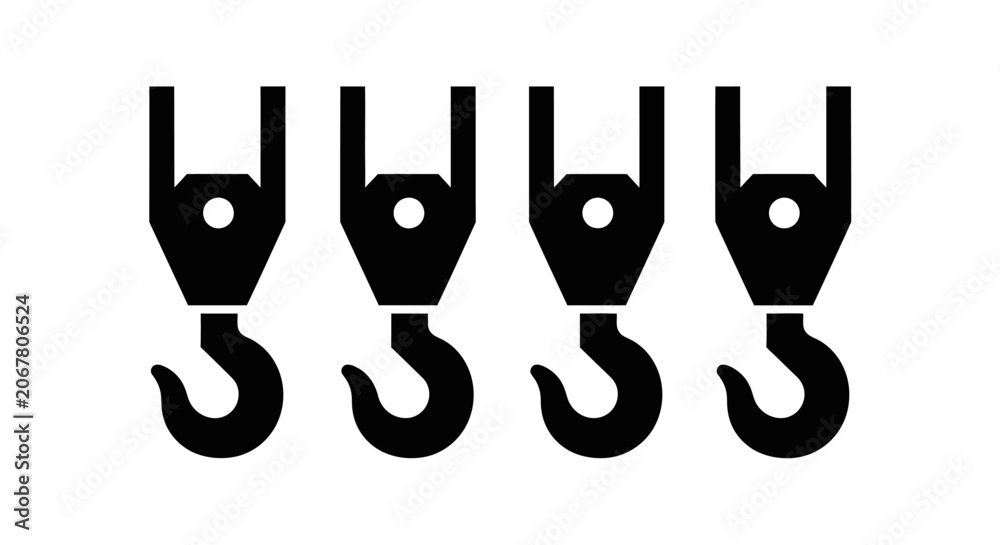 Obraz premium Four Industrial Crane Hooks - Vector Illustration Icon