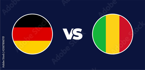 Принти на полотні Germany vs Mali national flags in circle format, circular flag icons, vector ill
