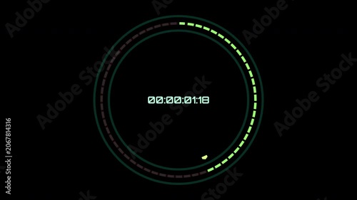 Futuristic digital countdown clock with loading bar animation