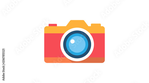 Colorful Retro Photo Camera Vector Illustration Flat Design Style