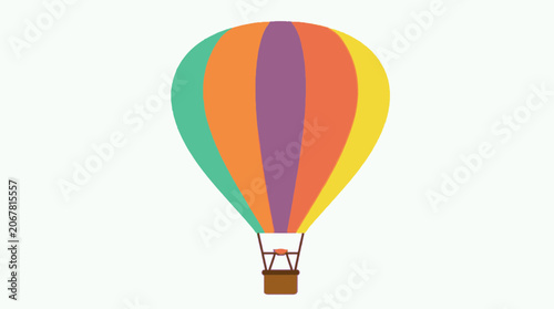 Colorful Flat Design Hot Air Balloon Vector Illustration Isolated