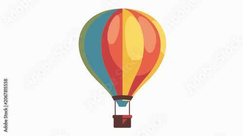 Colorful Striped Hot Air Balloon Flying Vector Illustration Isolated