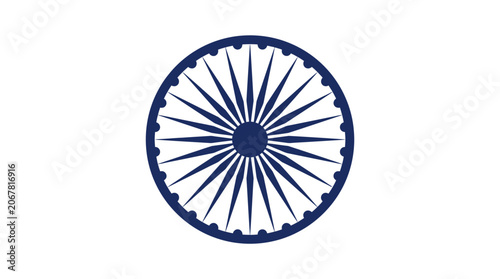 The Ashoka Chakra symbol representing the wheel of law and progress.