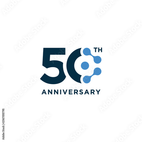 Number 50 Anniversary years for birthday celebrating holiday logo design