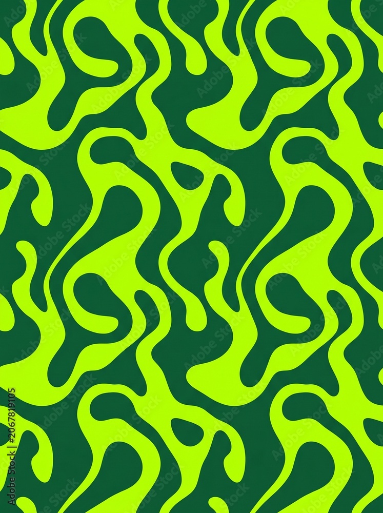 Obraz premium Bold Green Biomorphic Seamless Abstract Pattern