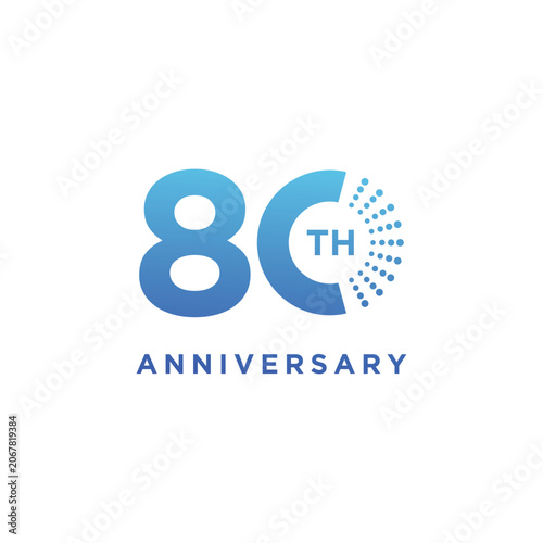 Number 80 Anniversary years for birthday celebrating holiday logo design