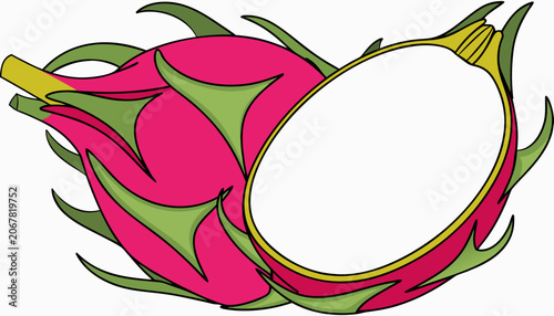 Dragon fruit isolated on white background 