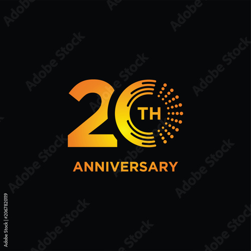 Number 20 Anniversary years for birthday celebrating holiday logo design