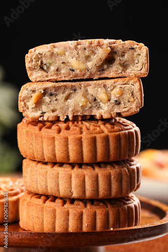 Fotografie Handmade Old-Fashioned Buckwheat Sesame Seed Cookies Stack