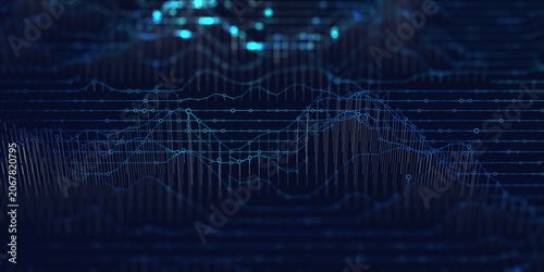 Abstract futuristic infographics 3D with lines connecting circles big data graph on black visualization. Visual analyzing informational. Infographic for technology, network or business analytics.