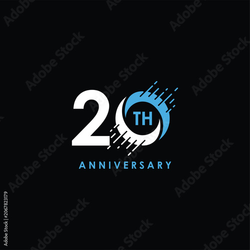 Number 20 Anniversary years for birthday celebrating holiday logo design