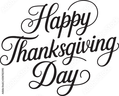 Happy Thanksgiving Day Calligraphy white background