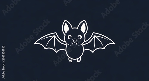 Cute cartoon bat vector illustration on dark blue background