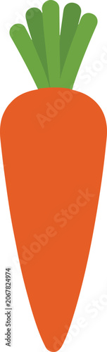 Orange Carrot with Green Leaves on White Background