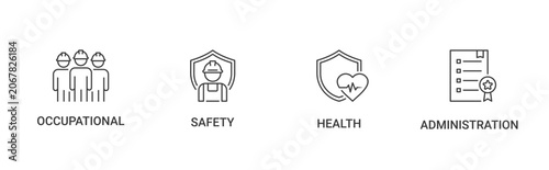 OSHA icon set containing Occupational, Safety, Health and Administration vector icons concept illustration