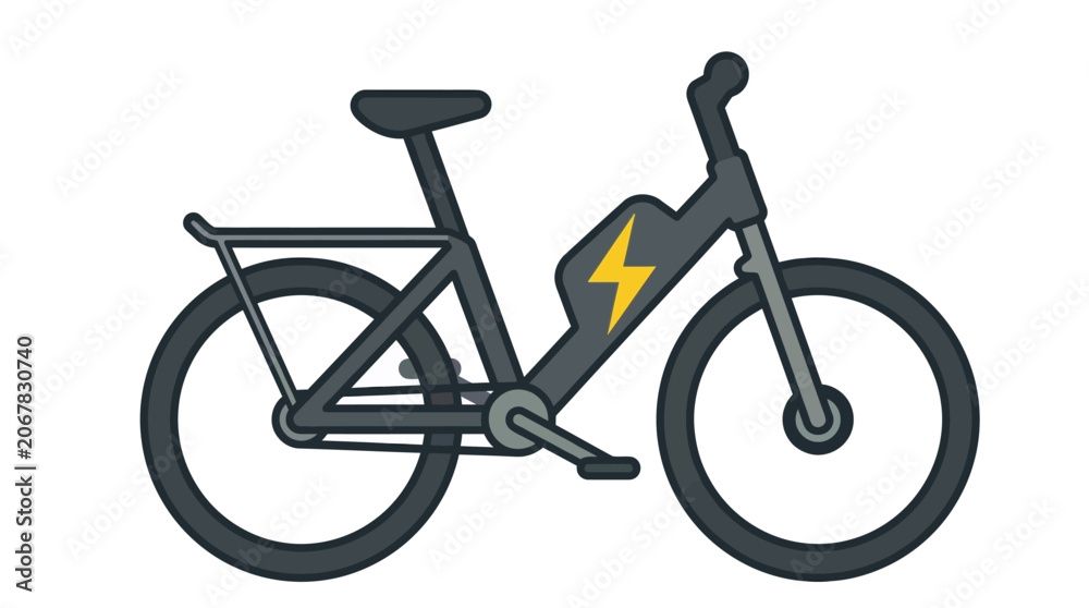 Fototapeta premium Electric bicycle with yellow battery icon on frame