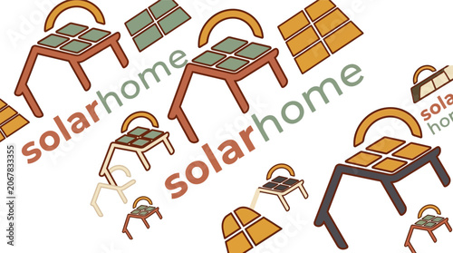 Solar panel table illustrations with various designs and components
