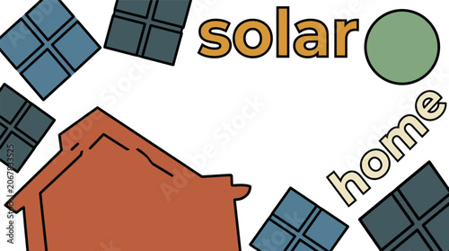 Eco friendly Solar Home with Home Illustration Style Illustration
