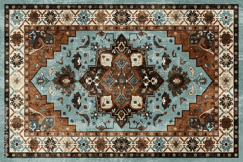 Canvastavla Navajo and kilim printed Carpet with trending colors and texture in high resolut