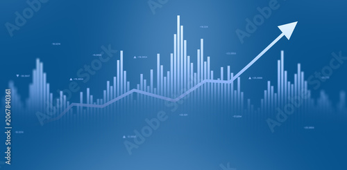 фотографія Blue financial growth chart with rising arrow, business analytics and investment