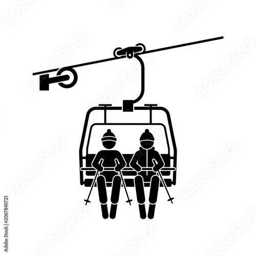 Ski Lift Black White Background