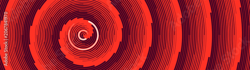 Bild auf Leinwand Hypnotic circular vinyl vortex background with red concentric target lines and d