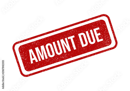 Red rubber stamp with the text amount due for business and finance