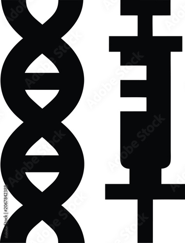 gene therapy icon Black silhouette vector illustration on transparent background