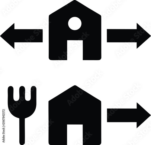 farm to fork traceability icon Black silhouette vector illustration on transparent background