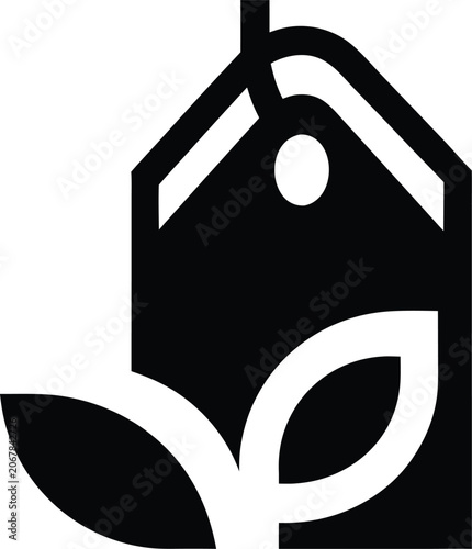 eco label icon Black silhouette vector illustration on transparent background