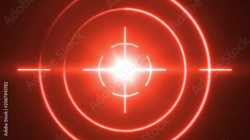 Glowing red neon crosshair target on black background