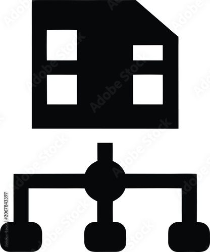 bim model icon Black silhouette vector illustration on transparent background