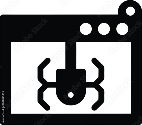 ai powered phishing defense icon Black silhouette vector illustration on transparent background
