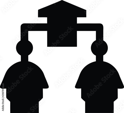 ai governance icon Black silhouette vector illustration on transparent background