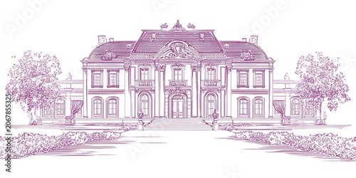 elegant mansion outline business logo isolated on white background