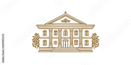 elegant mansion outline business logo isolated on white background