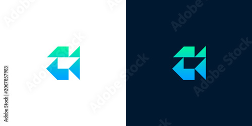 Bild auf Leinwand Modern abstract geometric shape logo design with gradient colors on white and da