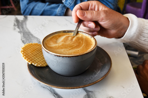 A warm morning shot with a cup of coffee
