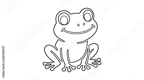 Photos Cartoon Frog Illustration Black Line Art On White Background
