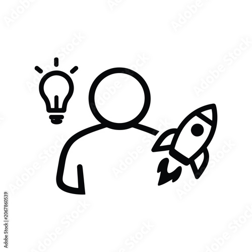 Startup Founder Clean Line Art Icon Design Collection