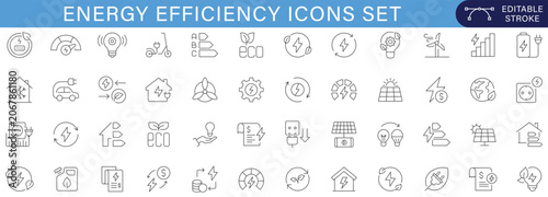 Photos Energy Efficiency Icons Set Collection with Renewable Energy Sustainability Gree